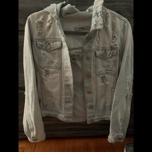 Light denim frayed jacket from Charlotte Russe